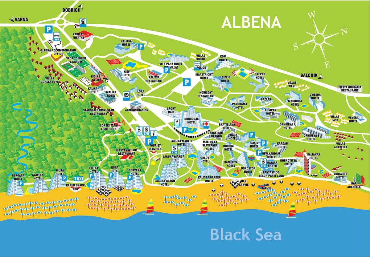નકશો albena બલ્ગેરિયા