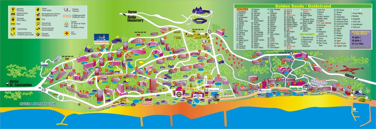 ગોલ્ડન બીચ બલ્ગેરિયા નકશો
